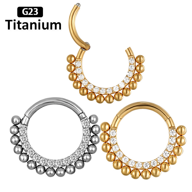 G23 titán orrgyűrű fülbevaló cirkon kő karika spirál porc tragus testékszer piercing csuklós szegmens orr septum Clicker
