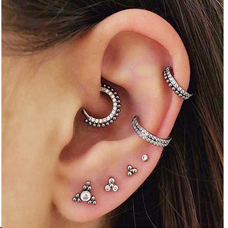 G23 titán orrgyűrű fülbevaló cirkon kő karika spirál porc tragus testékszer piercing csuklós szegmens orr septum Clicker
