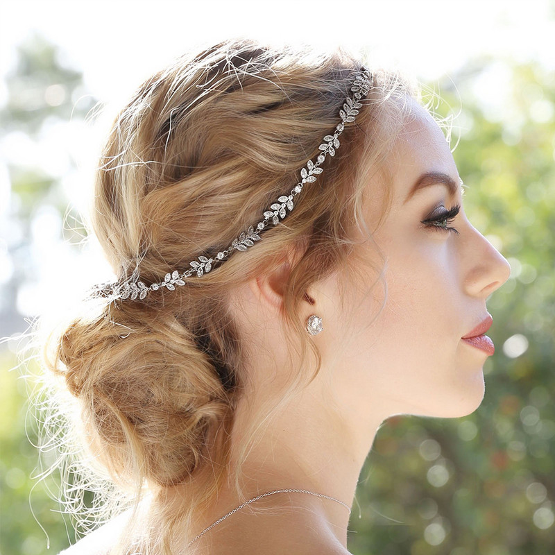 Stonefans Strass Cristal Lanț Cap Mireasă Accesorii Păr Mireasă Bandă Zircon Nunta Femei Bijuterii Cap Tiara lucrate manual