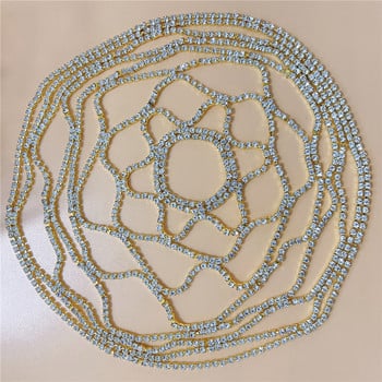 2021 Hollow Rhinestone Mesh Headpiece Κόσμημα με αλυσίδα γάμου για γυναίκες Πολυτελές κρυστάλλινο κεφαλόδεσμο Αξεσουάρ για τα μαλλιά καπέλο κεφαλής