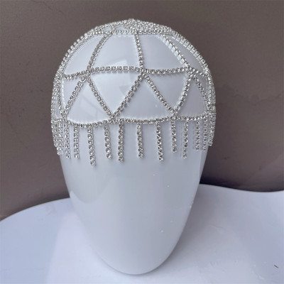 2021 hollow strass plasă caciulă nuntă cap lanț bijuterii pentru femei de lux cristal banda cap șapcă pălărie accesorii de păr