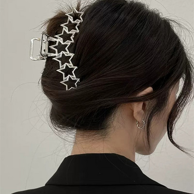 HangZhi 2022 Punk Neregulat Metal Sens de lux Linie scobită Personalitate exagerată Clip de rechin pentru femei la modă petrecere