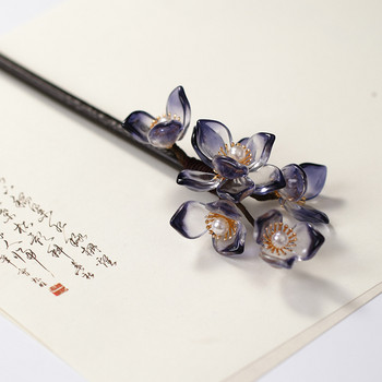 Щипки за фиби с форма на цвете от сандалово дърво Ръчно изработени навити дървени пръчки за вилица за коса Ретро китайска ханфу рокля Шапки за глава