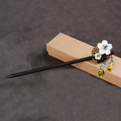 Agrafe de păr în formă de floare din lemn de santal Bețișoare de furculiță din lemn, lucrate manual, pentru rochie Hanfu chinezească retro, accesorii pentru cap