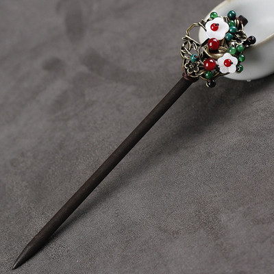 Agrafe de păr în formă de floare din lemn de santal Bețișoare de furculiță din lemn, lucrate manual, pentru rochie Hanfu chinezească retro, accesorii pentru cap