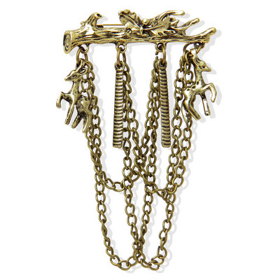Hesiod zimné šperky starožitné barokové retro zlaté farebné krídlové retiazkové brošne s retiazkou pre ženy