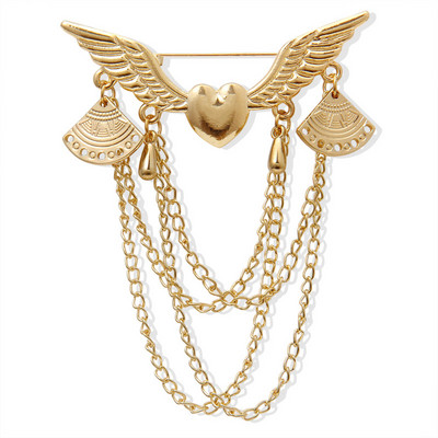 Hesiod zimné šperky starožitné barokové retro zlaté farebné krídlové retiazkové brošne s retiazkou pre ženy