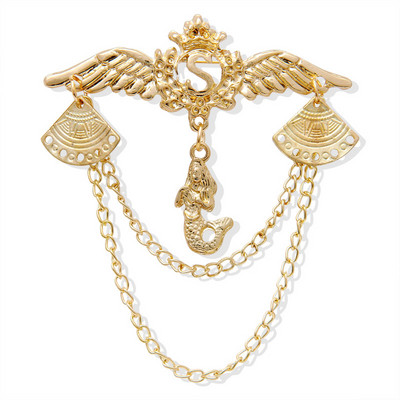 Hesiod zimné šperky starožitné barokové retro zlaté farebné krídlové retiazkové brošne s retiazkou pre ženy