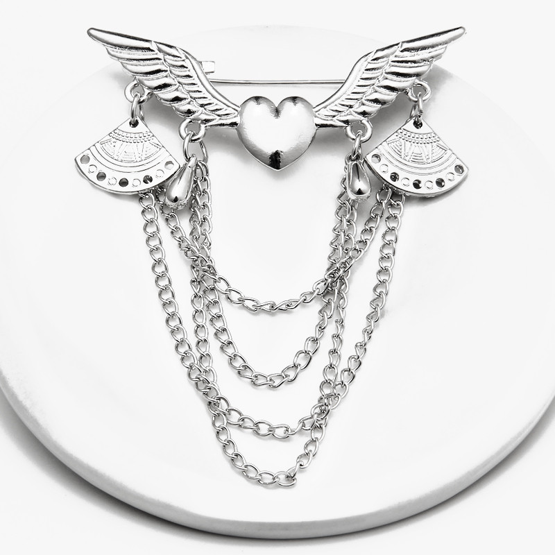 Hesiod zimné šperky starožitné barokové retro zlaté farebné krídlové retiazkové brošne s retiazkou pre ženy