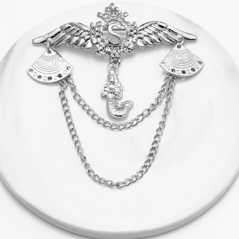 Hesiod zimné šperky starožitné barokové retro zlaté farebné krídlové retiazkové brošne s retiazkou pre ženy