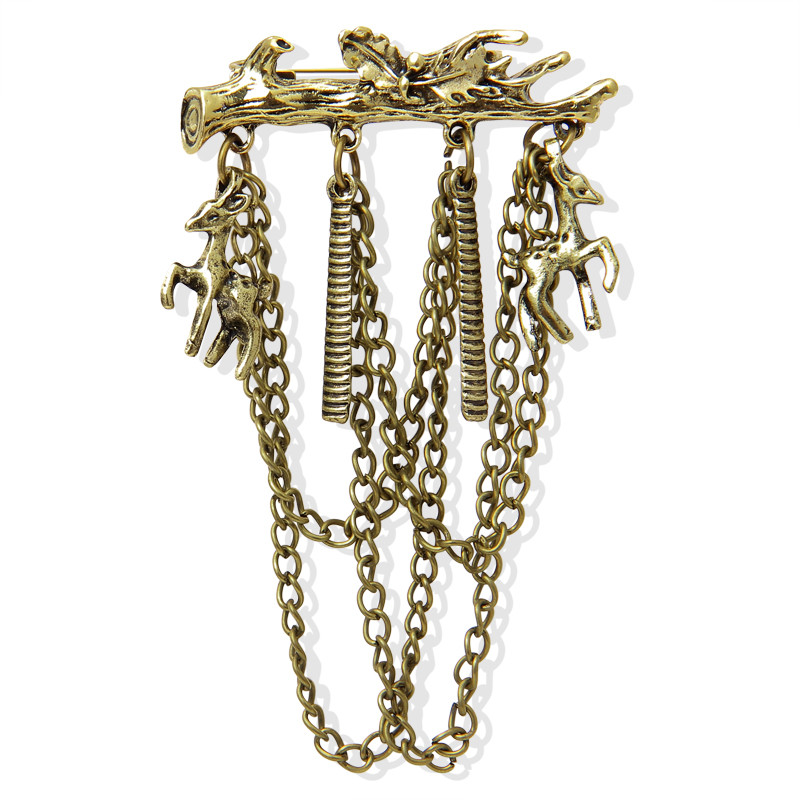 Hesiod zimné šperky starožitné barokové retro zlaté farebné krídlové retiazkové brošne s retiazkou pre ženy