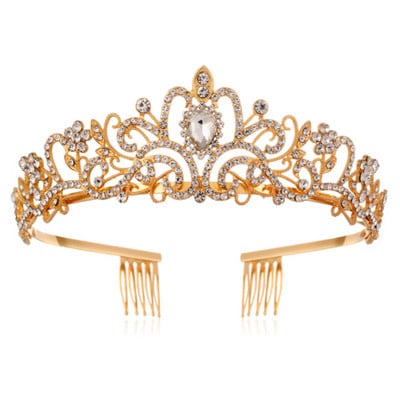 Coroana de cristal de culoare auriu de calitate pentru fete Tiare mici Rochie de coafura de bal Rochie de mireasa Bijuterii de par Accesorii de mireasa