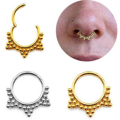 1 buc 316L oțel chirurgical septum Clicker segment nas inele cerc cu balamale Septum tragus helix nas piercing bijuterii pentru corp Ombligo