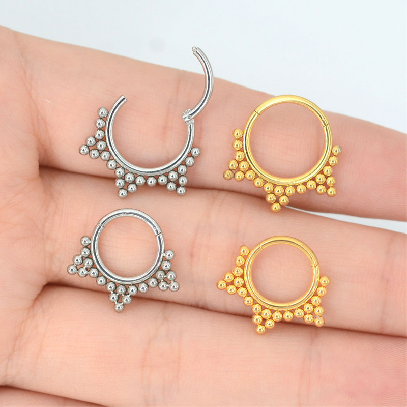 1 buc 316L oțel chirurgical septum Clicker segment nas inele cerc cu balamale Septum tragus helix nas piercing bijuterii pentru corp Ombligo