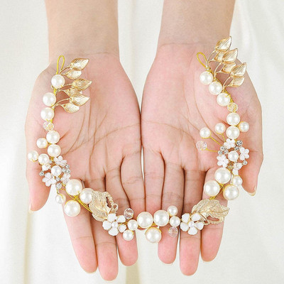 Perlové čelenky pre ženy, dievčatá, nevesty, svadobné vlasové pásky, biele kvetinové diadémy a korunky, kórejská módna čelenka, vlasové šperky