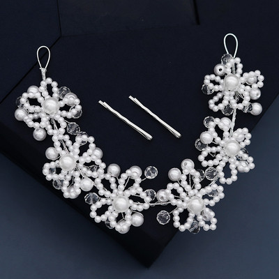 Perlové čelenky pre ženy, dievčatá, nevesty, svadobné vlasové pásky, biele kvetinové diadémy a korunky, kórejská módna čelenka, vlasové šperky