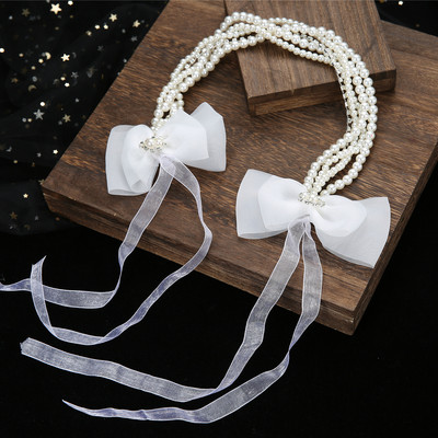 Perlové čelenky pre ženy, dievčatá, nevesty, svadobné vlasové pásky, biele kvetinové diadémy a korunky, kórejská módna čelenka, vlasové šperky