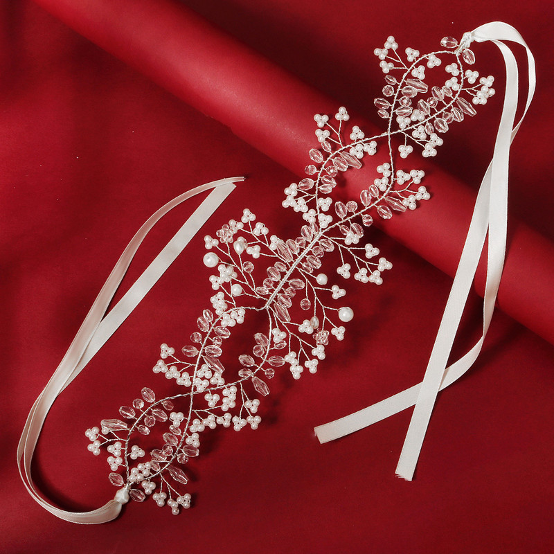 Perlové čelenky pre ženy, dievčatá, nevesty, svadobné vlasové pásky, biele kvetinové diadémy a korunky, kórejská módna čelenka, vlasové šperky