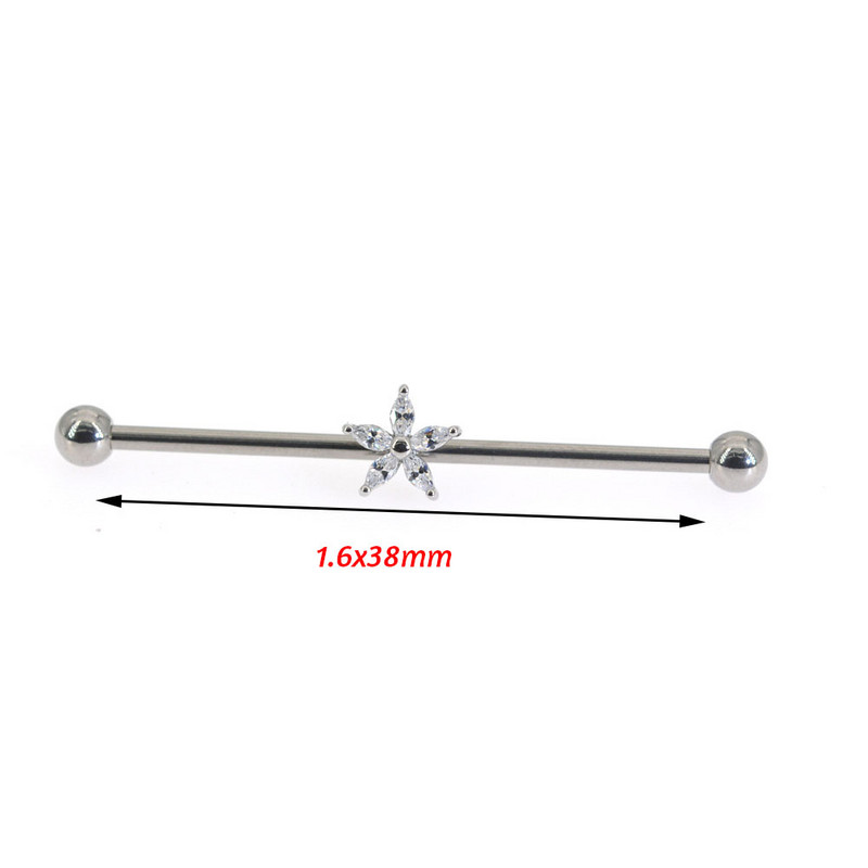 Priemyselné náušnice s činkou 14g 38mm Priemyselné piercingové šperky z chirurgickej nehrdzavejúcej ocele s lešením, piercing do hlavy hada.