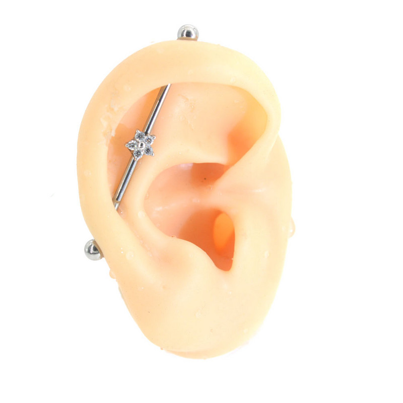 Priemyselné náušnice s činkou 14g 38mm Priemyselné piercingové šperky z chirurgickej nehrdzavejúcej ocele s lešením, piercing do hlavy hada.