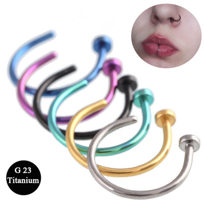 1 komad C oblika 100% titan lažni septum 0,8*8 mm lažni nosni prsten srebrne boje Body Piercing Nez Femme Argent