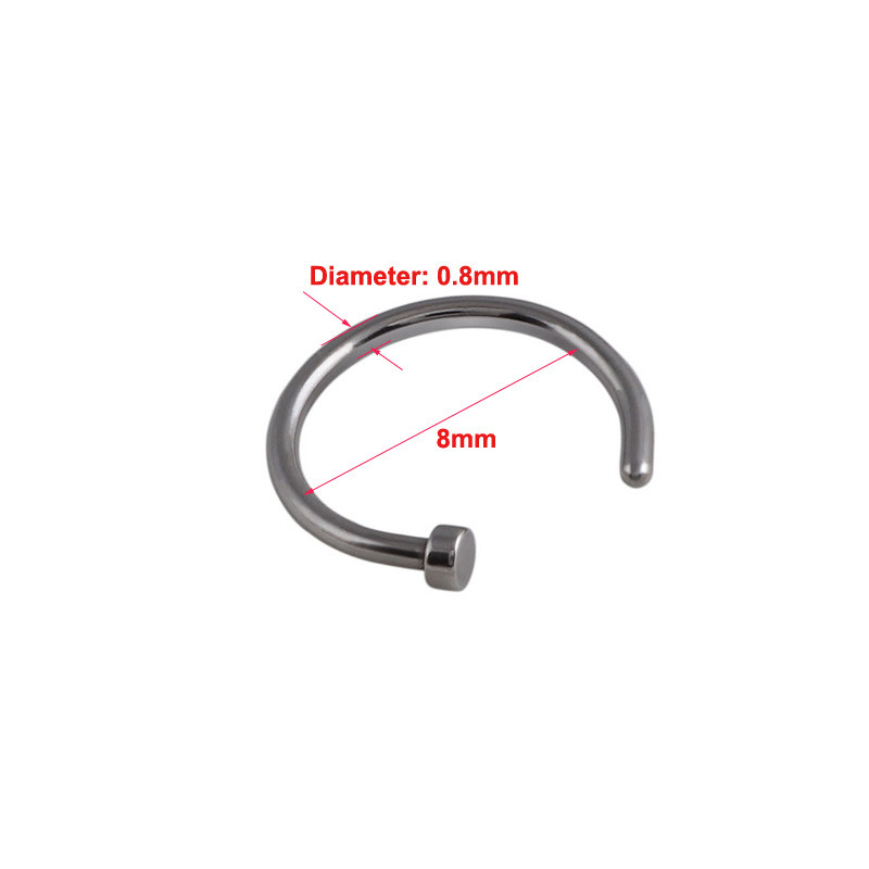 1 kus tvaru C, 100% titánový falošný septum 0,8*8 mm, falošný piercing do nosa striebornej farby, ženský strieborný...