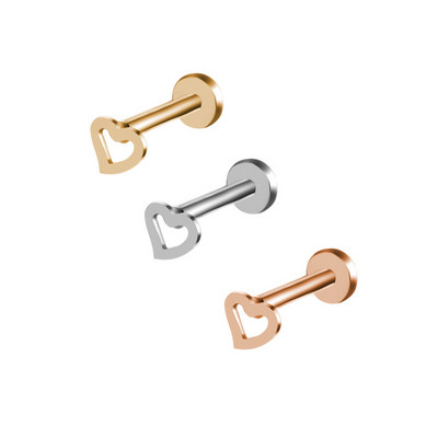 2 buc 1.2x6/8mm inimă din oțel Labret Stud buze inel colorat fir intern cartilaj ureche piercing tragus helix bijuterii sexy 16g