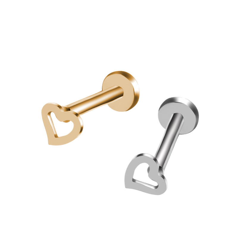 2 buc 1.2x6/8mm inimă din oțel Labret Stud buze inel colorat fir intern cartilaj ureche piercing tragus helix bijuterii sexy 16g