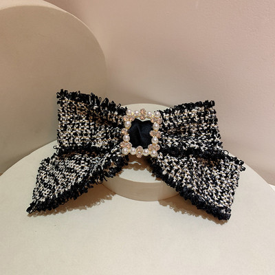 Agrafe din țesătură cu fundă și ciucuri Agrafe de păr cu cristale de perle pentru femei, lucrate manual, bijuterii de lux pentru femei, accesorii pentru păr coreeană