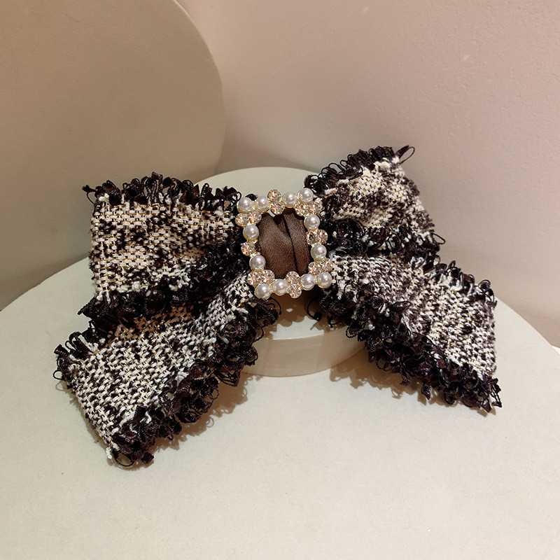 Agrafe din țesătură cu fundă și ciucuri Agrafe de păr cu cristale de perle pentru femei, lucrate manual, bijuterii de lux pentru femei, accesorii pentru păr coreeană