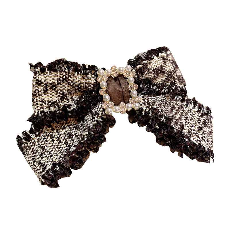 Agrafe din țesătură cu fundă și ciucuri Agrafe de păr cu cristale de perle pentru femei, lucrate manual, bijuterii de lux pentru femei, accesorii pentru păr coreeană