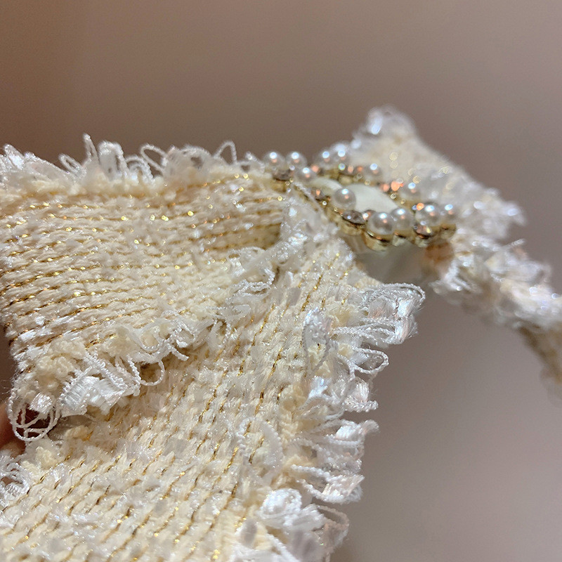 Agrafe din țesătură cu fundă și ciucuri Agrafe de păr cu cristale de perle pentru femei, lucrate manual, bijuterii de lux pentru femei, accesorii pentru păr coreeană