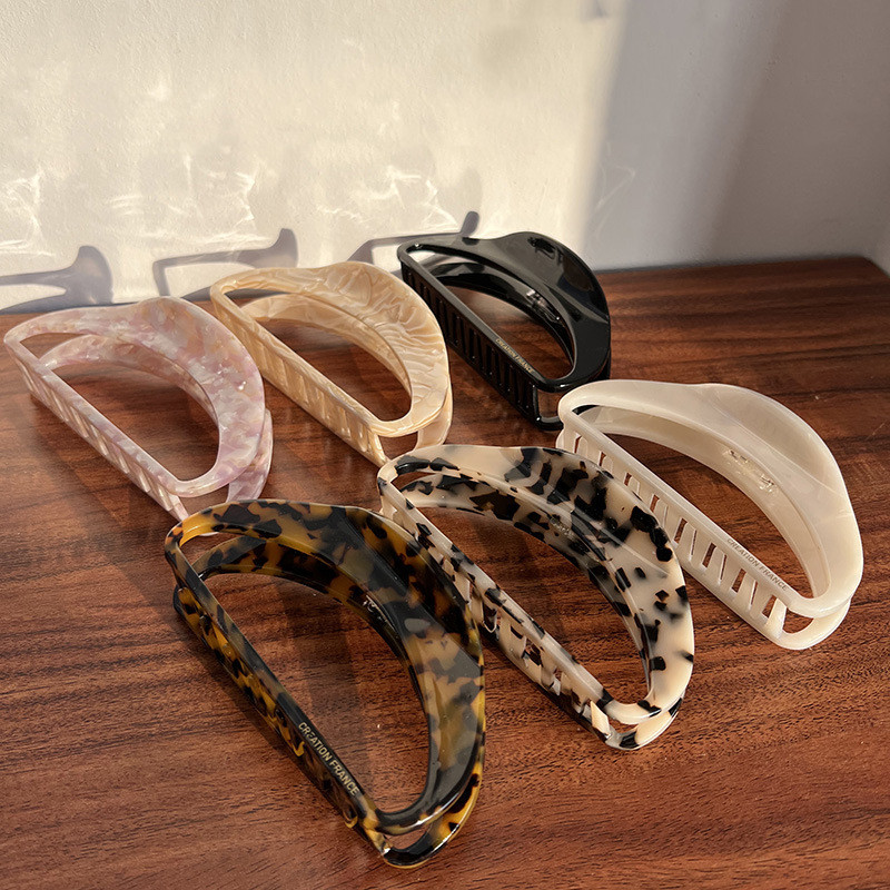 Gheare de păr semicirculară supradimensionată din coajă de țestoasă acetat de crab Clip de păr retro leopard rechin pentru femei Accesorii de păr