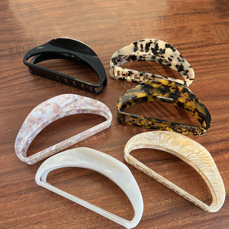 Gheare de păr semicirculară supradimensionată din coajă de țestoasă acetat de crab Clip de păr retro leopard rechin pentru femei Accesorii de păr