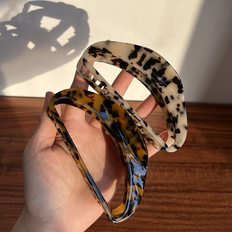 Gheare de păr semicirculară supradimensionată din coajă de țestoasă acetat de crab Clip de păr retro leopard rechin pentru femei Accesorii de păr