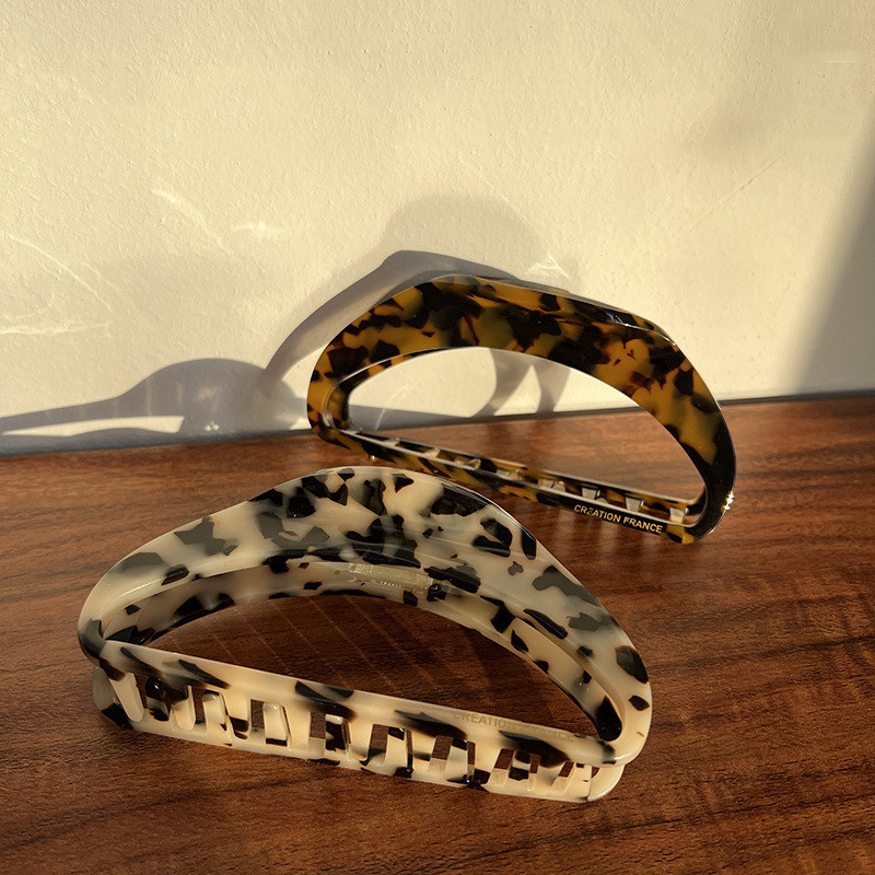 Gheare de păr semicirculară supradimensionată din coajă de țestoasă acetat de crab Clip de păr retro leopard rechin pentru femei Accesorii de păr
