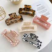 Păr Pătrat Mare Agrafă Crabi Gheare De Păr Geometrice De Acetat Accesorii De Păr De Granul Leopard Pentru Femei