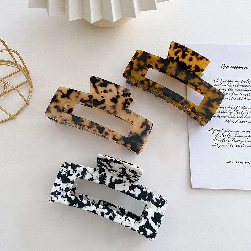 Păr Pătrat Mare Agrafă Crabi Gheare De Păr Geometrice De Acetat Accesorii De Păr De Granul Leopard Pentru Femei