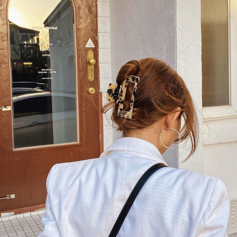 Păr Pătrat Mare Agrafă Crabi Gheare De Păr Geometrice De Acetat Accesorii De Păr De Granul Leopard Pentru Femei