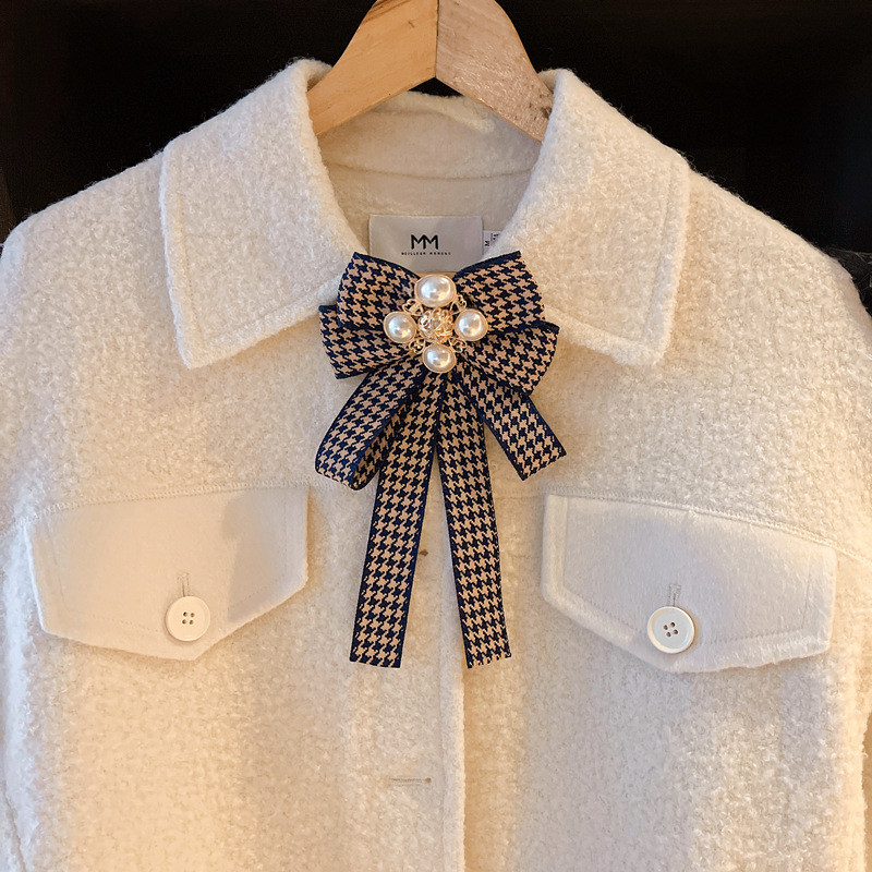 Broșe cu papion din țesătură coreeană, cravată cu papion din perle, stil britanic, pentru guler de cămașă, accesorii pentru bărbați și femei