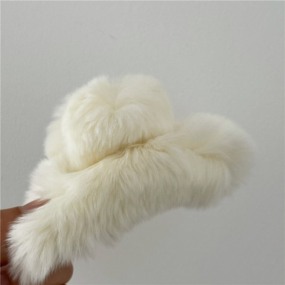 Moale Rex blană de iepure crab agrafă de păr colorată toamnă și iarnă gheare de păr de pluș moda coreeană femei accesorii pentru păr Accesorii pentru cap