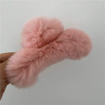 Moale Rex blană de iepure crab agrafă de păr colorată toamnă și iarnă gheare de păr de pluș moda coreeană femei accesorii pentru păr Accesorii pentru cap
