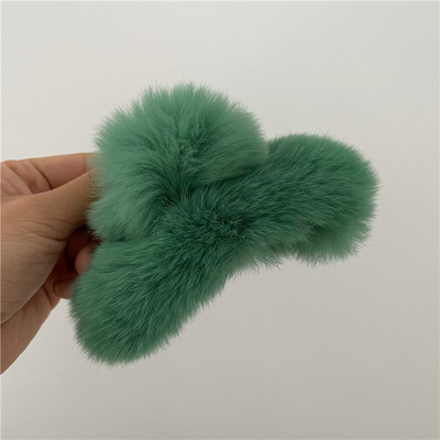 Moale Rex blană de iepure crab agrafă de păr colorată toamnă și iarnă gheare de păr de pluș moda coreeană femei accesorii pentru păr Accesorii pentru cap