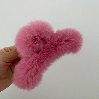 Moale Rex blană de iepure crab agrafă de păr colorată toamnă și iarnă gheare de păr de pluș moda coreeană femei accesorii pentru păr Accesorii pentru cap