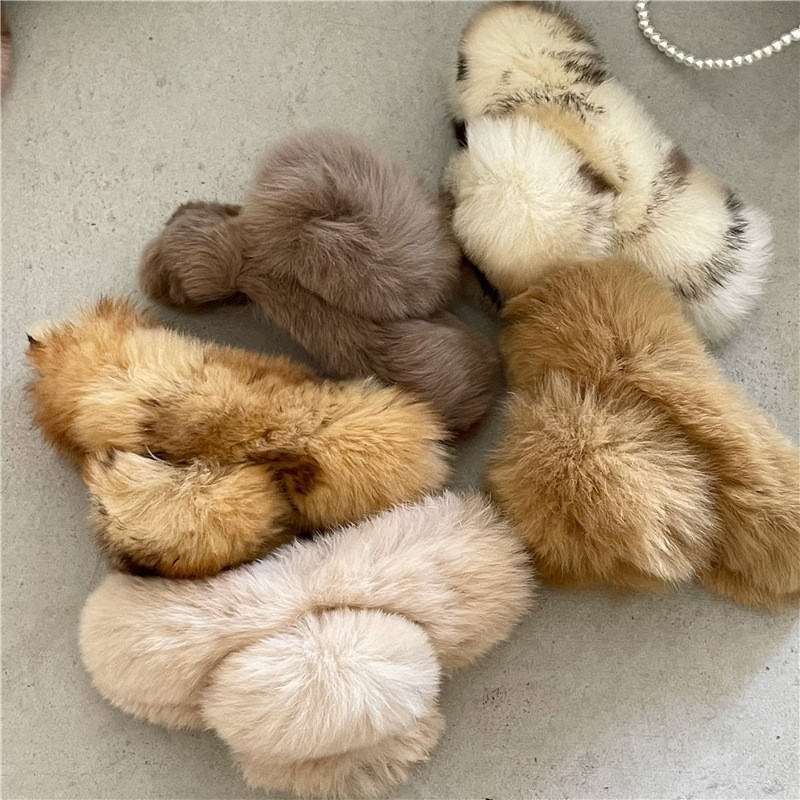 Moale Rex blană de iepure crab agrafă de păr colorată toamnă și iarnă gheare de păr de pluș moda coreeană femei accesorii pentru păr Accesorii pentru cap
