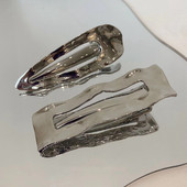 Корейски INS стил Niche Design Metal Wave Hairpin 2022 Bump Geometric Bangs Clip Edge клипове за момиче Минималистични бижута