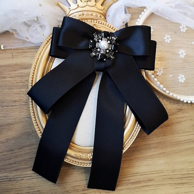 Nouă broșă cu papion negru, pânză, artă, cu strasuri, broșe pentru cravată, guler mare, bijuterii, cadouri pentru femei, accesorii