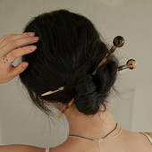 FFLACEL New Vintage Geometric Rotund Multicolor Bețișoare de păr Acetat din foaie de acetat Agrafe de păr Accesorii pentru femei