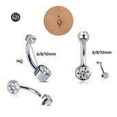 16G 3A CZ Bijuterie pentru buric piercing buric inel bijuterii corp implant titan ASTM F136 filet intern inel pentru buric