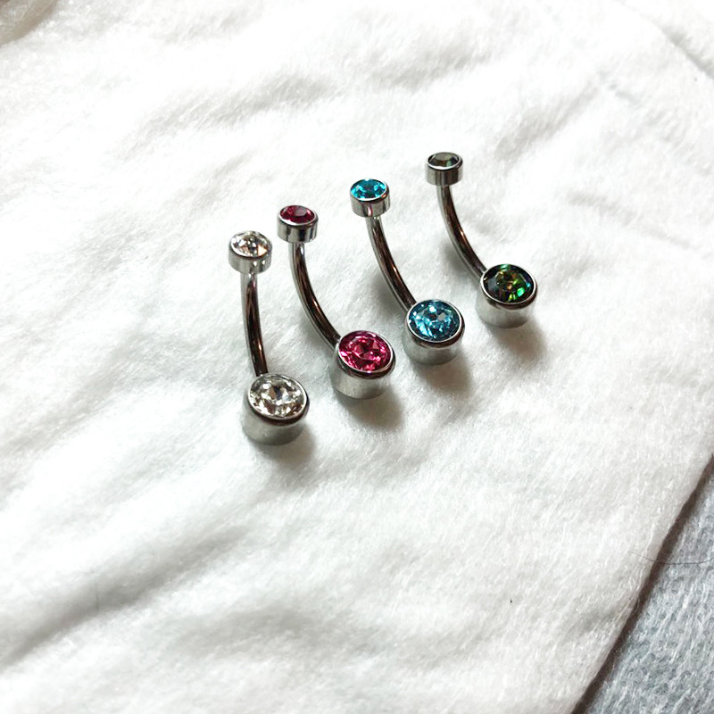 16G 3A CZ Bijuterie pentru buric piercing buric inel bijuterii corp implant titan ASTM F136 filet intern inel pentru buric